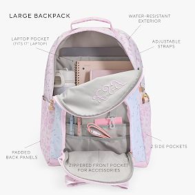 Gear-Up Pink Floral Pinstripe Backpack, Large