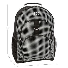 Gear-Up Reflective Grid Black Backpack, Large