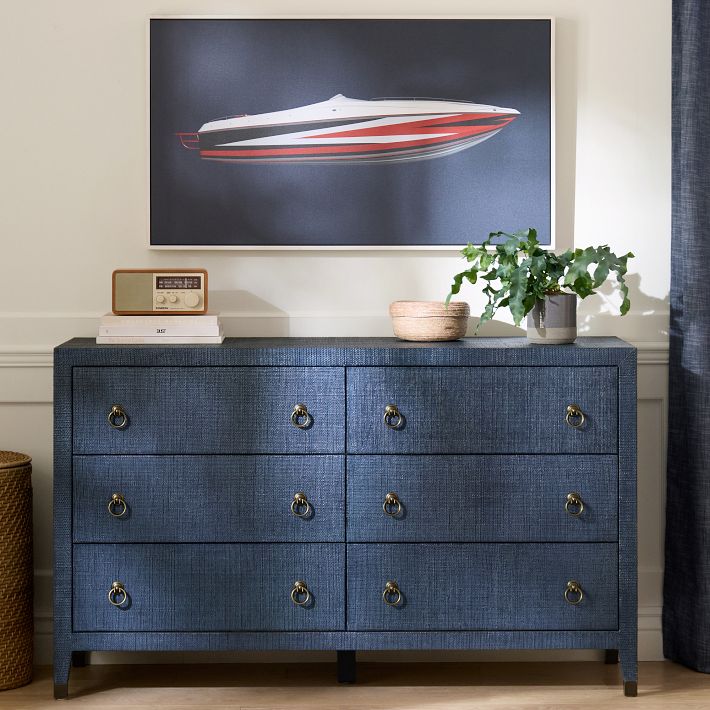 pottery barn navy blue dresser Charlie 7-Drawer Changing Table, Blue/Weathered Navy, White Glove Delivery