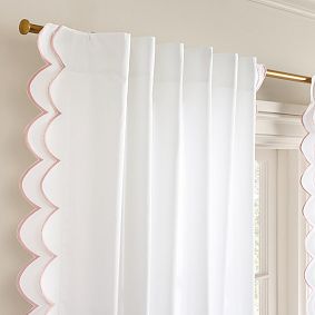 Open Box: Scallop Trimmed Light Filtering Curtain (52"W x 96"L) - Blush