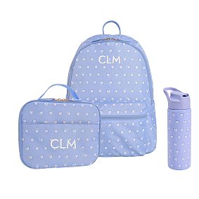 Colby Roller Rabbit Blue Hearts Backpack &amp; Cold Pack Lunch Bundle, Set of 3