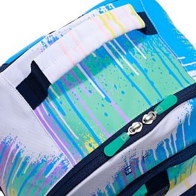 Drip Painting Blue Backpack and Solid White Slim Water Bundle