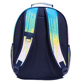 Drip Painting Blue Backpack and Solid White Slim Water Bundle