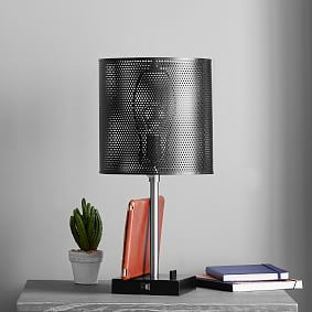 Perforated Metal Adjustable Table Lamp with USB (21"-26")