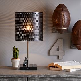 Perforated Metal Adjustable Table Lamp with USB (21"-26")