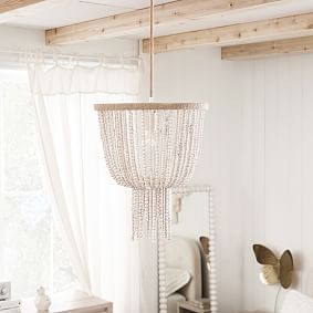 Wood Beaded Chandelier (15")