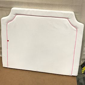 Open Box: Auburn Piped No Nails Dorm Headboard - Everyday Velvet White/Pink Piping