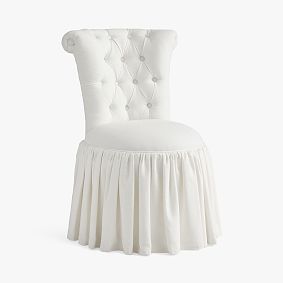 Open Box: LoveShackFancy Tufted Swivel Vanity Chair - Performance Linen Blend White