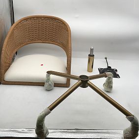 Open Box: Georgia Swivel Desk Chair - Performance Linen Blend White, Gold