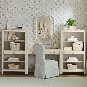 AERIN Raffia Writing Desk and Bookcase Set (114")