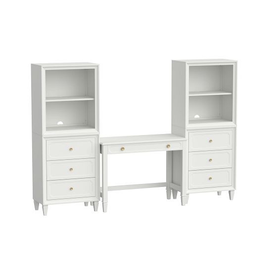Auburn Writing Desk & Bookcase with Shelves & Drawers Set (91"w x 18"d)
