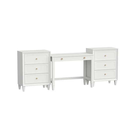 Auburn Writing Desk & Bookcase with Drawers Set (91"w x 18"d)