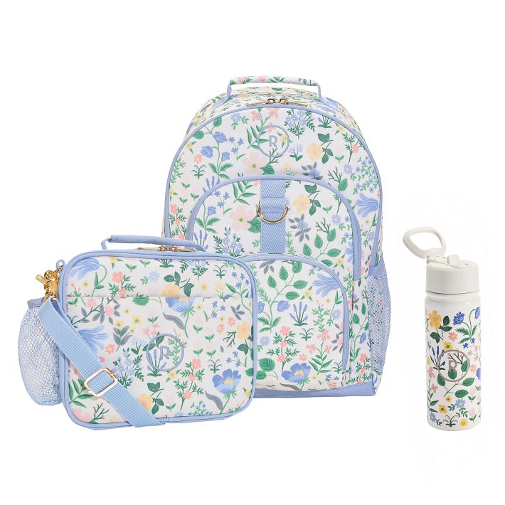 Stoney Clover Lane Mini Backpack - Light Blue Trim with Cream Print Stoney Clover Lane Scallop Backpack, Aqua, Large | Pottery  main image 2