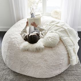 Polar Bear Ivory Oversized Bean Bag Chair Slipcover Only