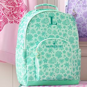 Gear-Up Pink Palm Puff  Aqua Backpack, Large