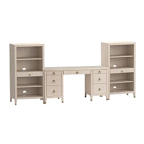 AERIN Raffia Storage Desk and Bookcase Set (96")