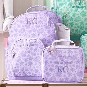 Gear-Up Pink Palm Puff Lavender Backpack and Lunch Box Bundle, Set of 2