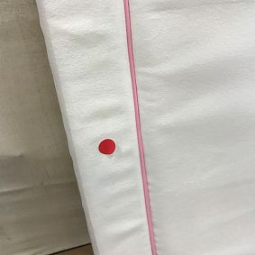 Open Box: Auburn Piped No Nails Dorm Headboard, Twin - Everyday Velvet White w/ Pink Piping
