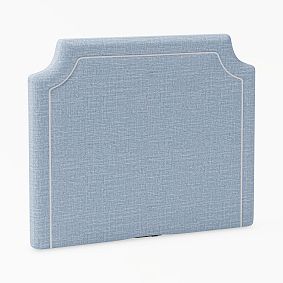 Open Box: Auburn Piped No Nails Dorm Smart Headboard, Twin - Eco Performance Textured Weave Chambray