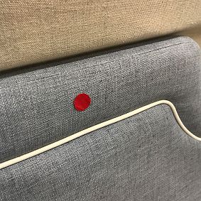 Open Box: Auburn Piped No Nails Dorm Smart Headboard, Twin - Eco Performance Textured Weave Chambray