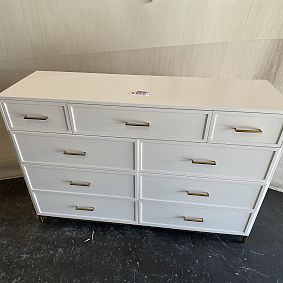 Open Box: Blaire 9 Drawer Grand Dresser (63.5"W x 19"D) - Simply White, Gold
