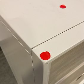 Open Box: Callum 3 Drawer Storage Cabinet (25") - Weathered White/Simply White