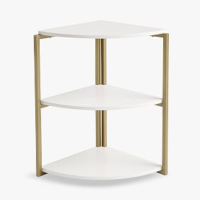 Open Box: Glam Corner Shelf (10"W x 16"H) - White, Gilded Iron