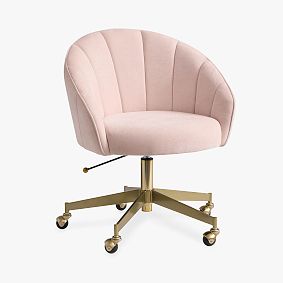Open Box: Rene Desk Chair - Performance Plush Chenille Sepia Rose, Gold Base