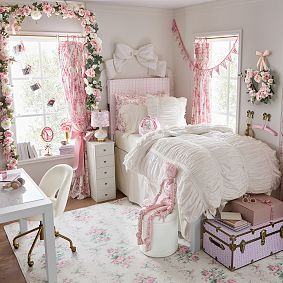 LoveShackFancy Garden Damask Smocked Light-Filtering Curtain
