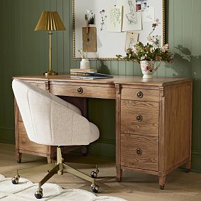 Chris Loves Julia Aged Oak Smart Storage Desk (57.5"w x 22.5"d)