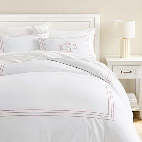 Open Box: Brynn Border Duvet Cover, Full/Queen - Soft Rose