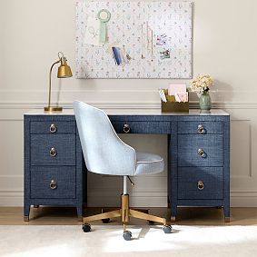 AERIN Raffia Storage Desk (58"w x 20"d)