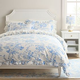 LoveShackFancy Damask Ruffle Duvet Cover