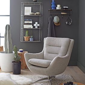 Bouclé Twill Gravel Lennon Lounge Chair