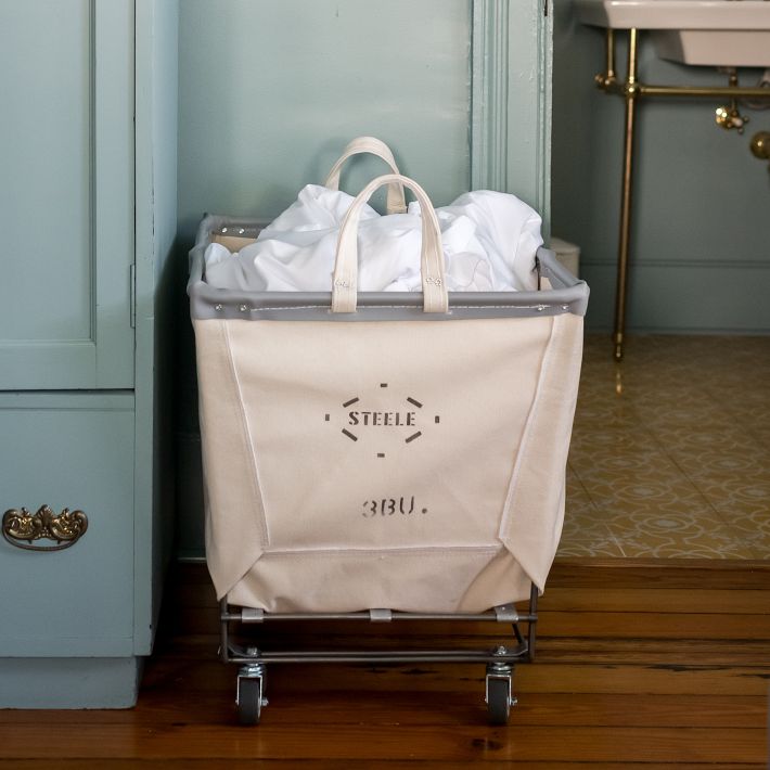 Steele Canvas Medium Rectangle Basket on Wheels | Pottery Barn Teen