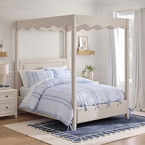 Scallop Upholstered Canopy Bed