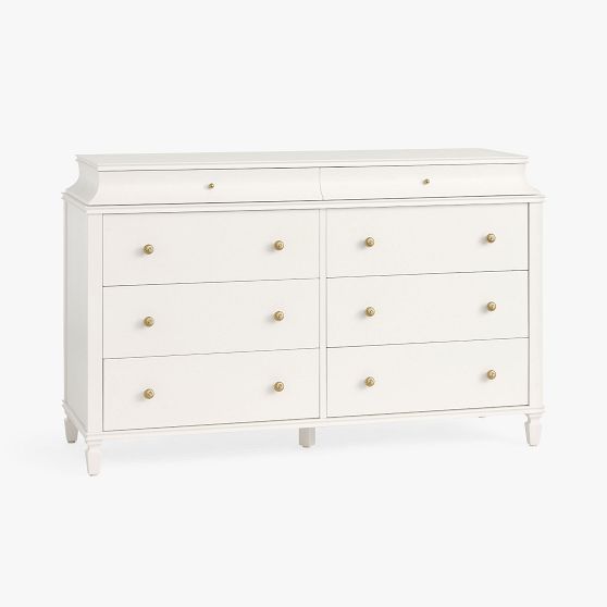 white dresser gold hardware FUFU&GAGA 9-Drawer Standard LJY-LX0005-01 at 47.2 L x 15.7 W x 27.6 H Drawer Dimensions Open Box: Keaton 6-Drawer Wide