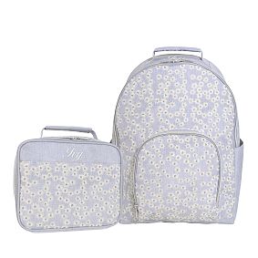 Gear-Up Chambray Eyelet Embroidered Large Backpack and Lunch Box Bundle, Set of 2