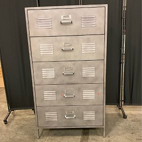 Open Box: Locker Tall Chest Of Drawers (29"W x 19"D) - Galvinized Gray