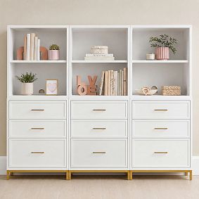 Blaire Triple Tall Bookcase with Drawers (75")