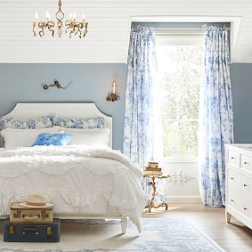 LoveShackFancy Garden Damask Smocked Light-Filtering Curtain