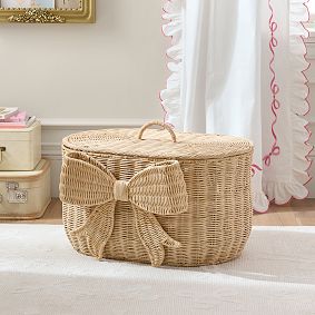 LoveShackFancy Woven Bow Lidded Trunk (23"x 15")
