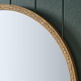 Leighton Arched Brass Mirror with Hooks (21"x 25")