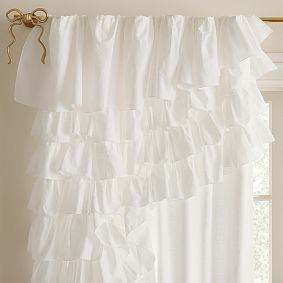 LoveShackFancy Gala Ruffle Light-Filtering Curtain, Set of 2