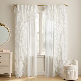 LoveShackFancy Gala Ruffle Light-Filtering Curtain, Set of 2