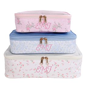 LoveShackFancy Mixed Print Ruffle Packing Cubes, Set of 3