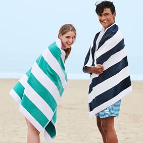 Awning Stripe Beach Towel UPF 50+ - Hot Pink