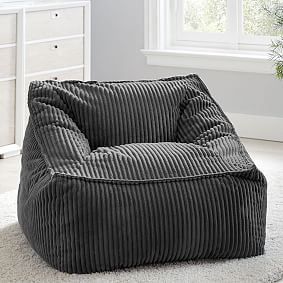 Large Chamois Charcoal Modern Bean Bag Lounger