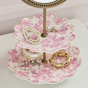 LoveShackFancy Tiered Jewelry Display With Vanity Mirror (9.75"x9.75")