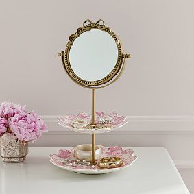 LoveShackFancy Tiered Jewelry Display With Vanity Mirror (9.75"x9.75")